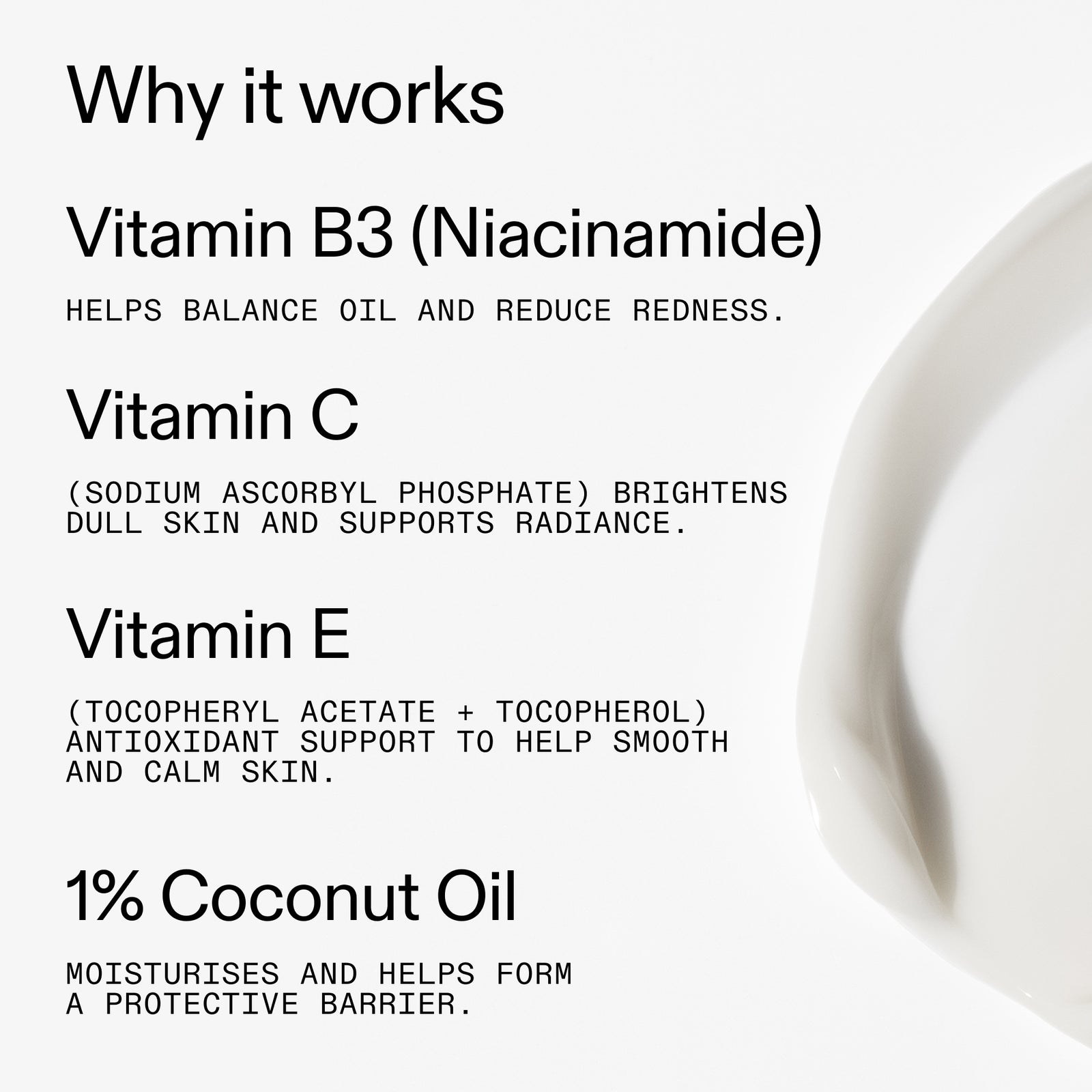 Ingredients in Vitamin B, C and E Moisturiser