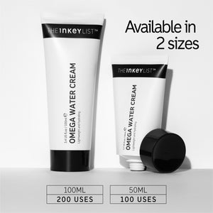 Different sizes of Omega water cream and number of uses
