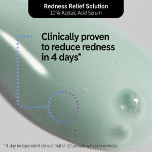 Redness Solution Routine goop shot annotated with a statistic on redness